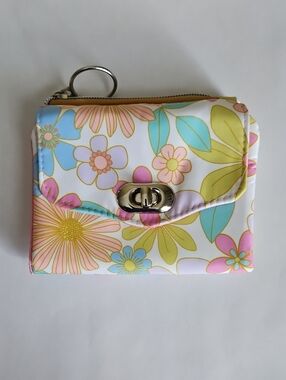 Pastel Floral Compact Wallet - Pink, Blue & Yellow